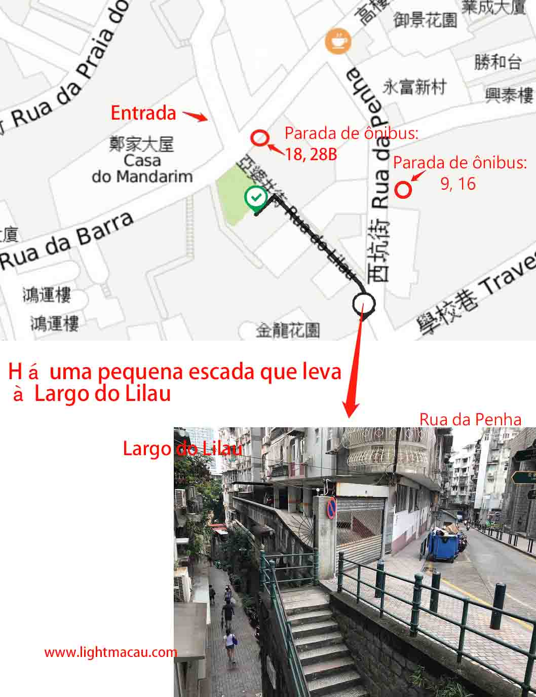 Largo do Lilau e Rua da Penha mapa